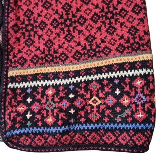Nomadic Traders Sweater Vest Cardigan Womens Large Zip Front Red Black Nordic V - Picture 8 of 8